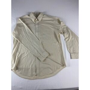 Aigner Button Down Shirt Mens 17 34/35 Cream Long Sleeve Cotton Blend Oxford‎